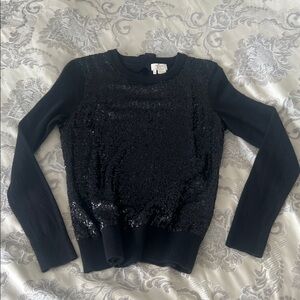 Kate Spade Black Knit Sweater with sequin front in black